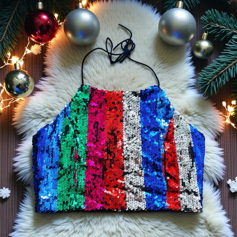 Colorful Sequin Halter Top